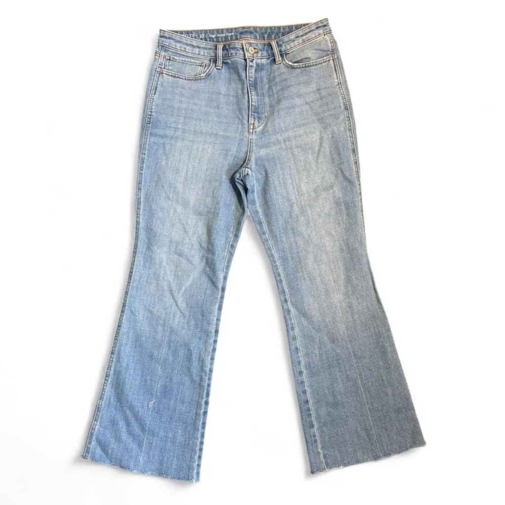 Talbots Womens Size 10 High Waist Flare Blue Denim Jeans 28" Inseam